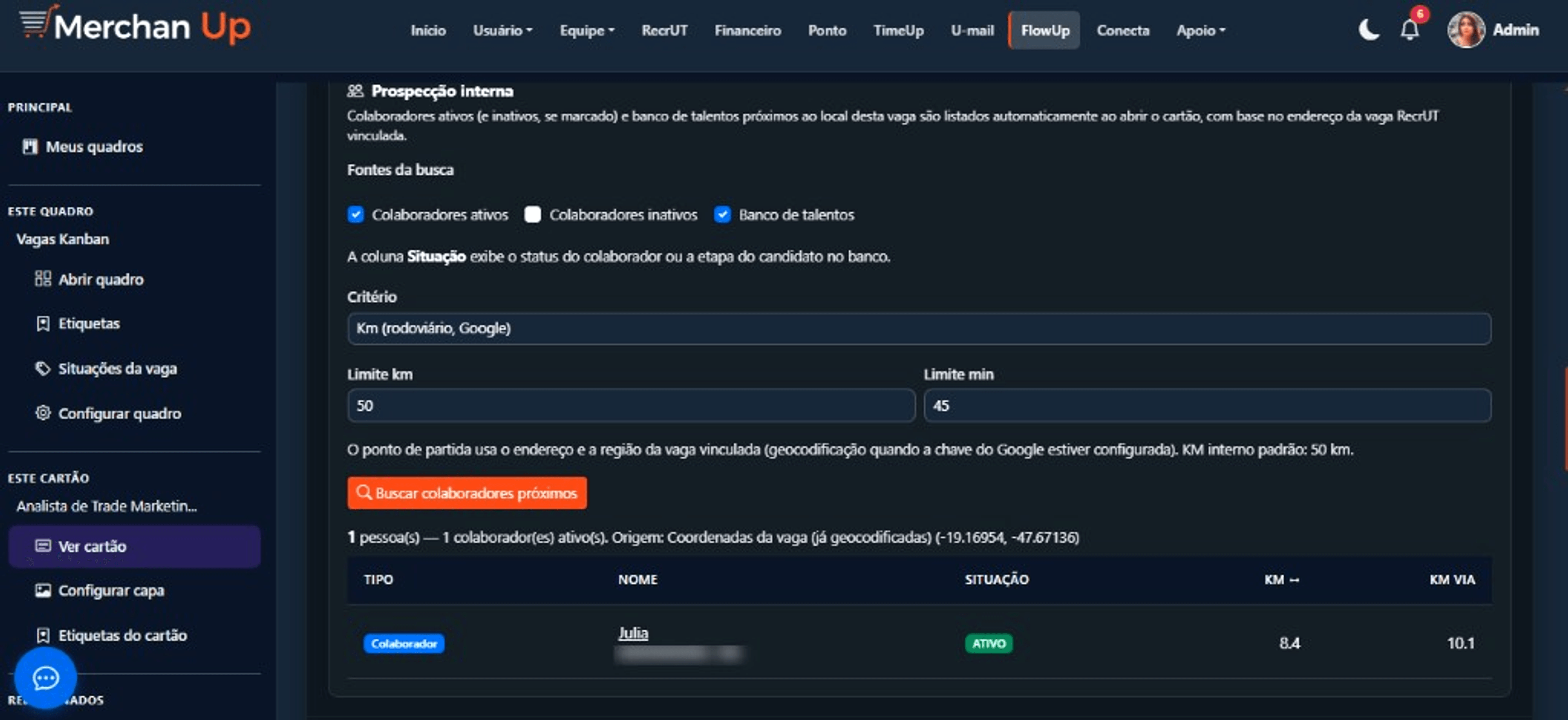 UniFlow — prospecção interna de colaboradores próximos à vaga